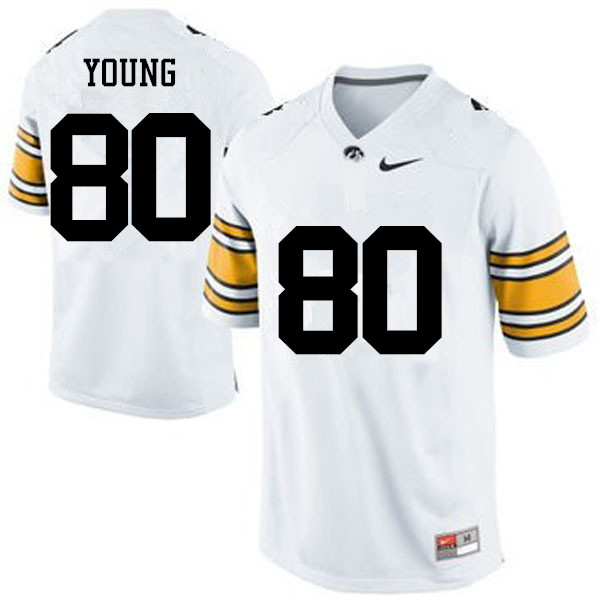 Men Iowa Hawkeyes #80 Devonte Young College Football Jerseys-White - Click Image to Close